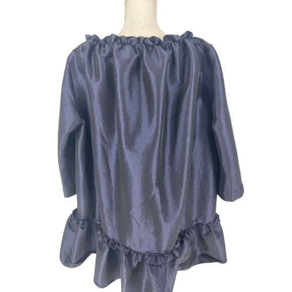 Kika Vargas Silk Chiara Day Dress in Navy - Picture 11 of 12